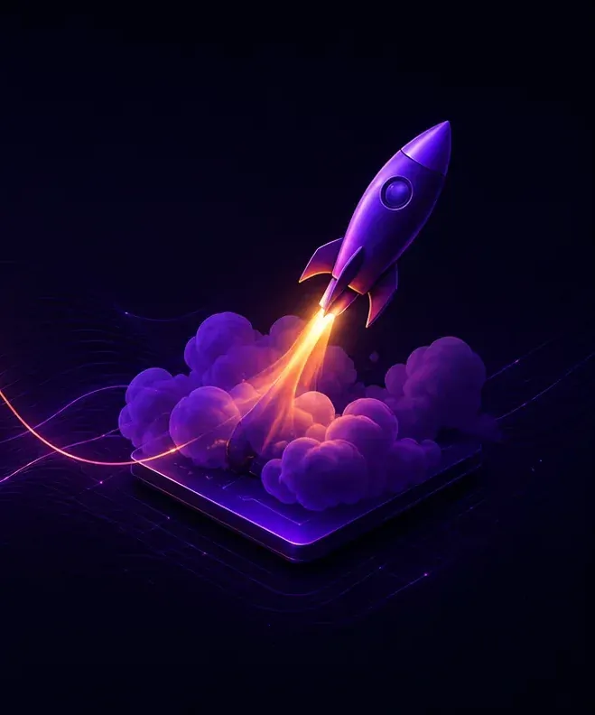 Startująca rakieta symbolizująca wdrożenie i rozwój